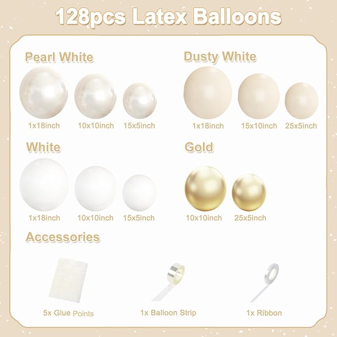 White and Gold Balloon Garland Arch Kit - Image 6