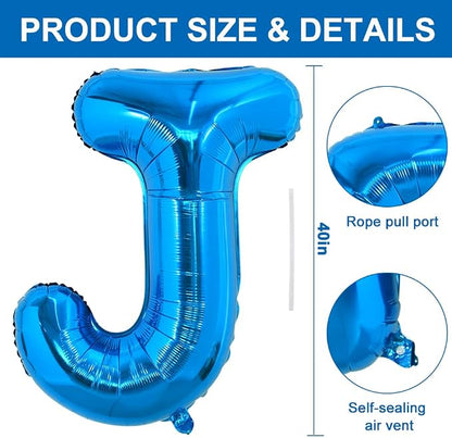 TONIFUL 40 Inch Large Blue Letter J Foil Balloons Alphabet Balloons | Giant - Image 2