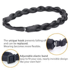 DIGUAN Chubby Narrow Synthetic Hair Braided Headband Classic Chunky Plaited Braids Elastic Stretch Hairpiece Women Girl Beauty accessory, 58g (Black)