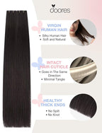 DOORES Invisi Edge Tape in Hair Extensions Human Hair, Natural Black 20 Injection Tape-ins with 20 Classic Tape-ins 100g 20 Inch, Injection Tape in Extensions Virgin Human