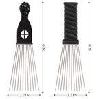 COOKOO 2 Pack Metal Afro Hair Styling Combs Curly Hair Styling Wide Tooth Afro Pick Hairdressing Styling Tool Classic Black Handle Design for Women and Men