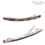 French Amie Long and Thin Large 4" Celluloid Automatic Handmade Hair Clip for Girls Strong Hold No Slip Grip Hair Claw Clips for Women, Made in France (Onyx)