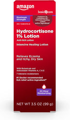 Amazon Basic Care Maximum Strength 1% Hydrocortisone Anti-Itch Lotion for Eczema, 3.5 ounce (Pack of 1)