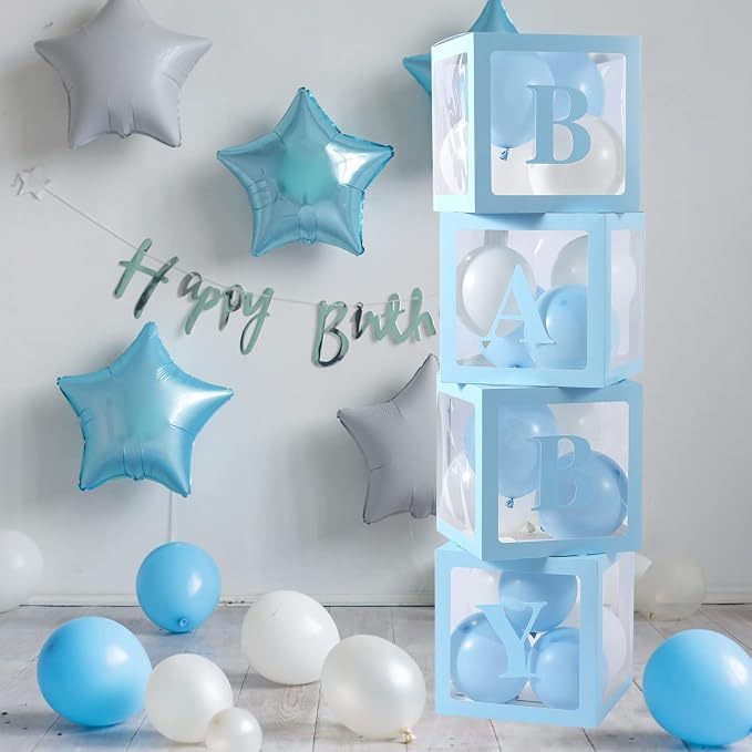 Voircoloria Baby Boxes with Letters, 4 Transparent Balloon Boxes | - Image 5