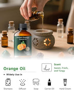 Orange Essential Oil Pure,Mumianhua Natural Sweet Orange Oil for Reed Diffuser, Humidifier, Air Purifier, Skin,Home, Perfumes, Soap, Candles Making, Room Spray, Cleaning 3.38Fl Oz