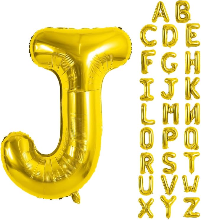 Gold Letter Balloons 40 Inch Large Letter J Balloon Aluminum | Foil Mylar Big by YUNSHANGMO