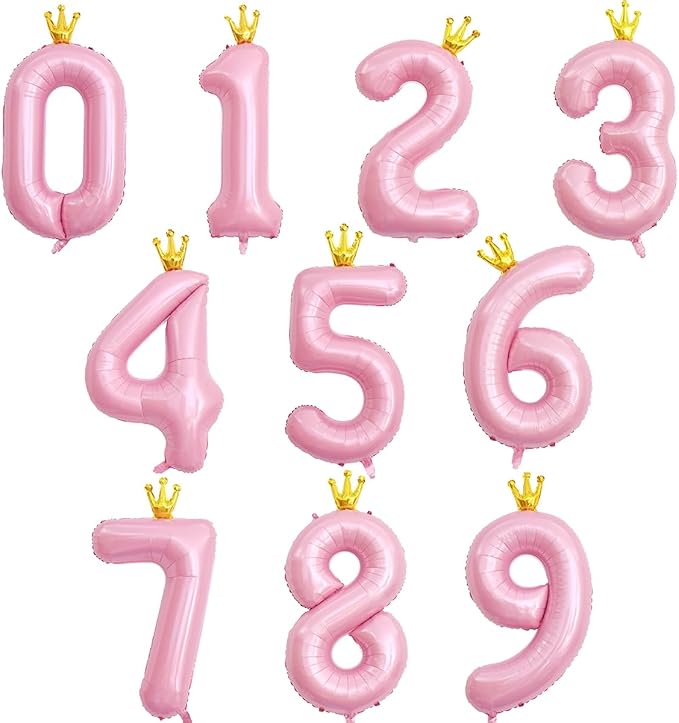 40 Inch Crown Pink Number 6 Balloon, Big Conjoined Light Pink Foil Mylar Helium - Image 9