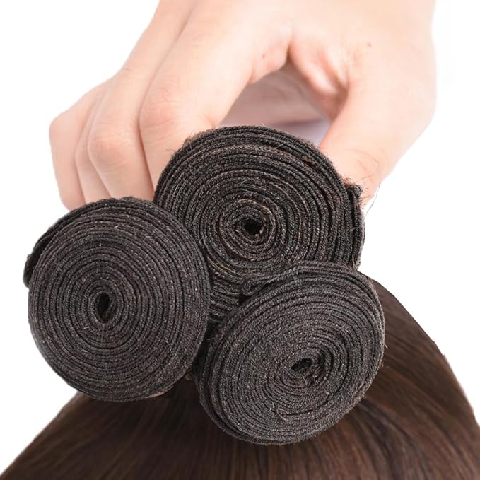 Color 4 Straight Bundles Human Hair Chocolate Brown Bundle Niegmeag Brazilian Virgin Remy Hair 3 Bundles 14 16 18 Inch Double Weft Brown Straight Bundle Hair Weave 150g