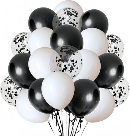 300 Pack Black and White Balloons 12 Inch Black Confetti Balloon by ZWZLIULIAN