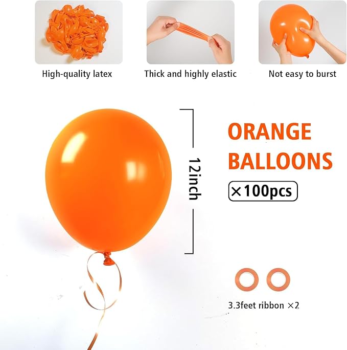 100pcs 12inch Orange Balloons - Image 2