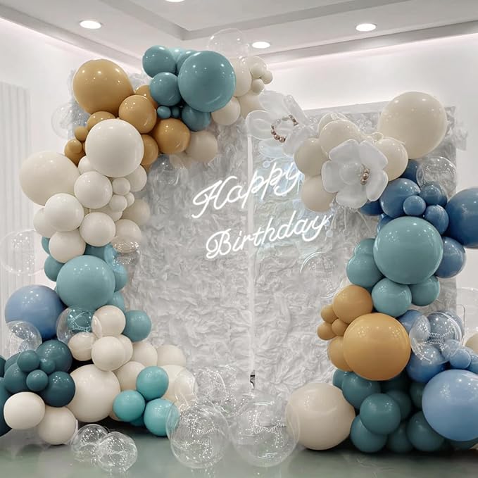 Dusty Blue Camel White Balloon Garland Arch Kit - Image 4