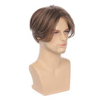Kaneles Mens Brown Wig Short Straight Men Wigs Synthetic Wig Realistic Natural Middle Part Wigs for Men (Brown)