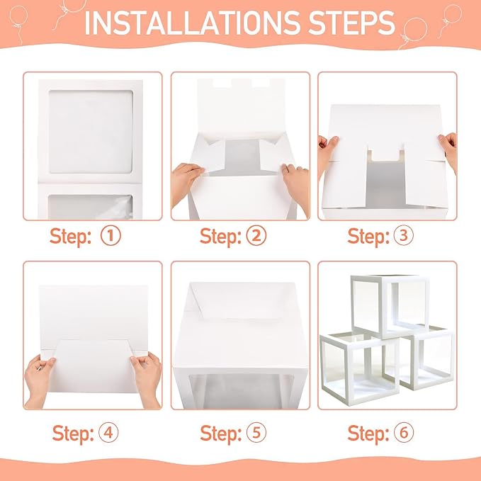 ximoogoooz Transparent Wedding Balloon Boxes 3PCS White Mr and Mrs Balloon Boxes - Image 6