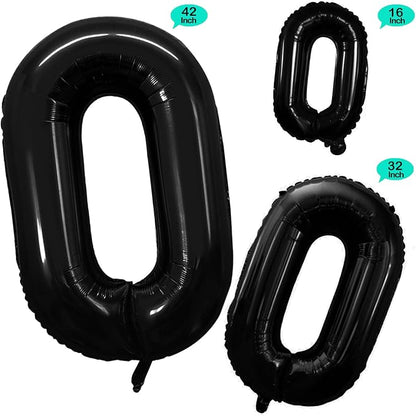 2 Pcs 42 Inch Black Foil Balloons Number 0 - Image 2