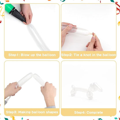 RUBFAC 260 Balloons Clear Long Skinny Latex Balloons, Balloons - Image 4