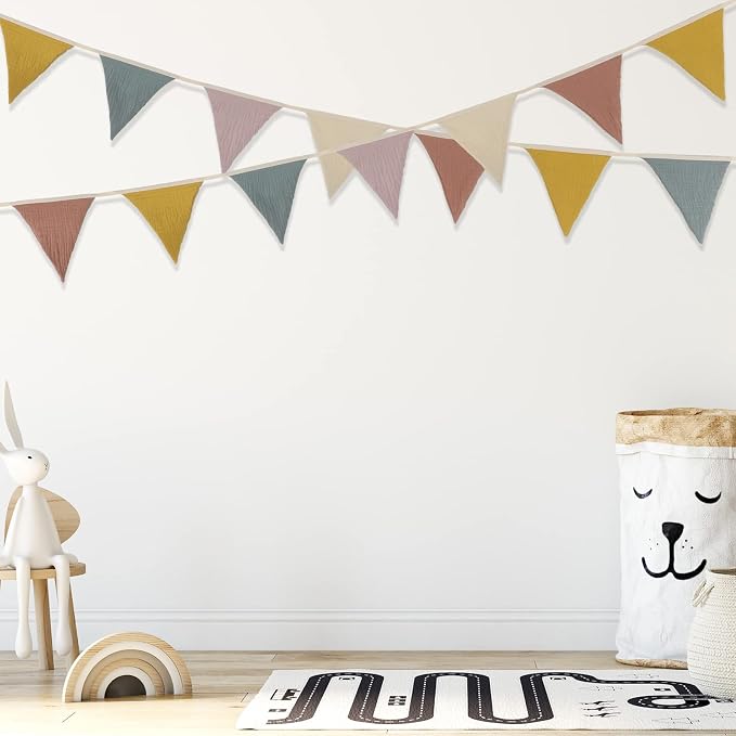 Oudain 2 Pcs Pennant Banner Flags Nursery Garland Triangle Bunting Flags - Image 5