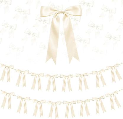 2 Strings Cream Bow Garland Banner Decorations by HILAVO