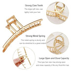 4 Pack Large Metal Hair Clips for Thin to Thick Curly Hair, 4.3 Inch Big Nonslip Gold Color Clamps, Perfect Fashion Jaw Claw Hair Styling Accessories for Women and Girls, Christmas Gifts