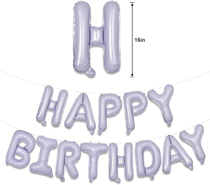 TONIFUL 16 Inch Light Purple Happy Birthday Foil Balloons | Pastel Lavender - Image 2