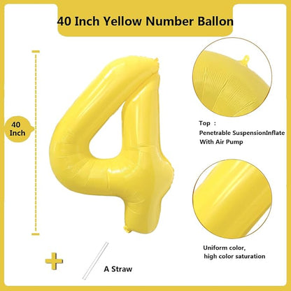 40 inch Yellow Number Balloon Giant Foil Helium Balloons Number 4 Balloon - Image 2