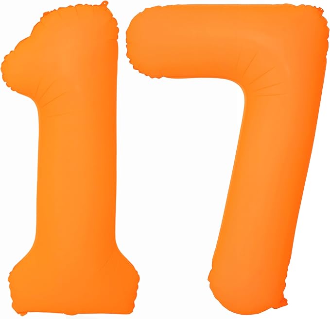 Orange Birthday Number 17 Balloon 40IN Fluorescent Orange 71 Balloon | by YOIOZAIZAI