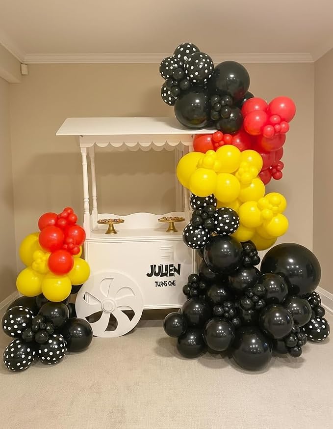 Red Yellow Black Balloons Arch Kit 171pcs, Cartoon Mouse Theme Different Size - Image 7