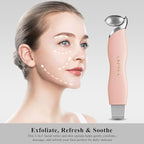 Blackhead Scraper Tool & Skin Scrubber Face Spatula for Blackhead Removal, Pore Cleaning, with Cooling Ice Roller & 2 Silicone Brush Heads (Dusty Rose)
