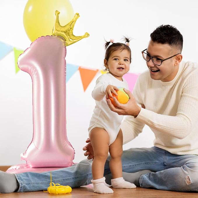 42 Inch Crown Pink Number Balloon, Number 6 Balloon - Image 7