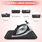 Heat Resistant Silicone Mat for Hair Tools: Curling Iron, Flat Iron, Hair Straightener - Portable Hair Styling Pad Cover(Black)