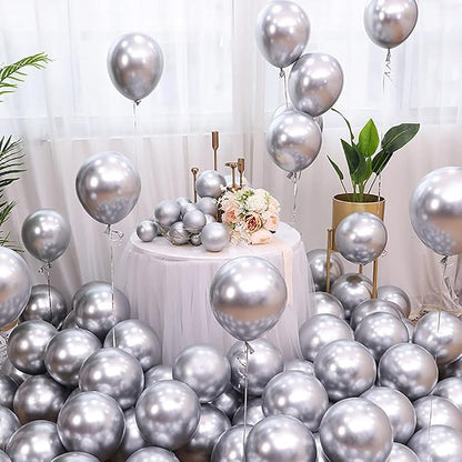 5 inch Metallic Silver Balloons - Image 3