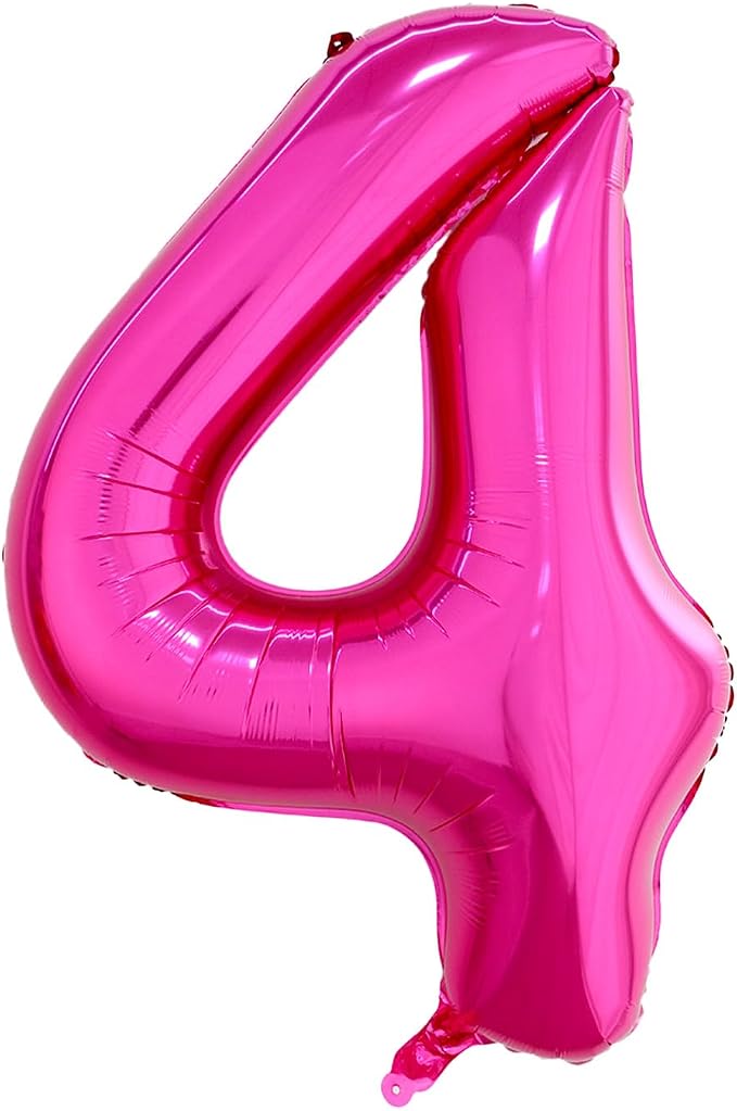 40 Inch Hot Pink Number 4 Balloon, Giant Number Balloons, Birthday Decor | by Unknown