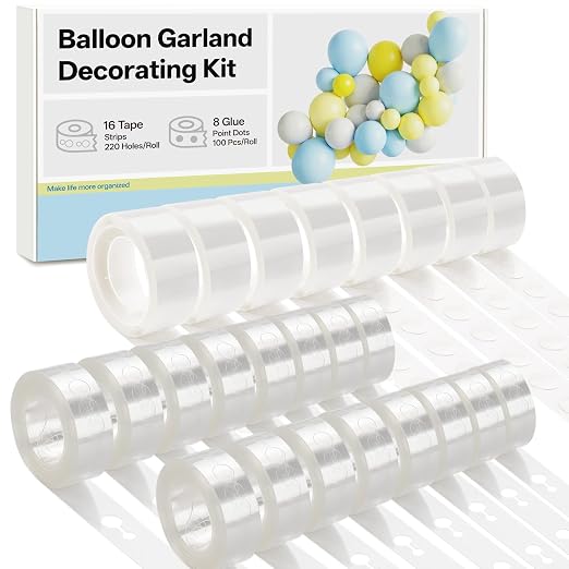 Balloon Arch Kit for Garland, 8 Rolls Balloon Tape, 839.9ft Strip | Clear by Aubeco