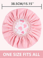 Years Calm Shower Caps For Women Reusable Waterproof，Pattern And Solid Color Dual-Layer Design For Dual-Layer Usable，Protects Hair In Shower, Spa, Cooking, Clean & Travel (Pink, Extra Large)