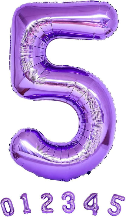 40 Inch Purple Number Balloons, Giant Self Inflating Foil Girls 5th Birthday - Image 9