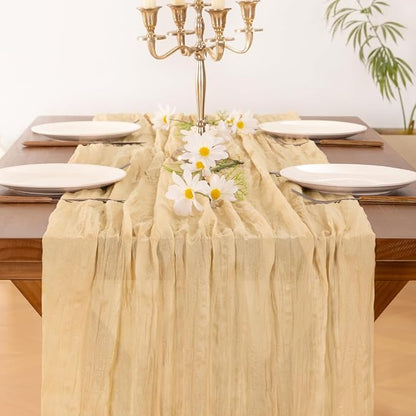 Cheesecloth Table Runner Summer Boho Wedding Birthday Party Home Decor | Sand - Image 5