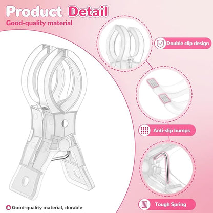 EMART 10 Pack Balloon Arch Clips Plastic Clear Large Towel Clips 3.5 Inch Heavy - Image 6