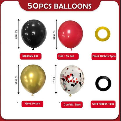 Red Black and Gold Party Balloons - Image 2