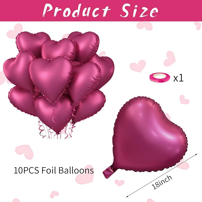 Biapian Foil Heart Balloons, Anniversary - Image 2
