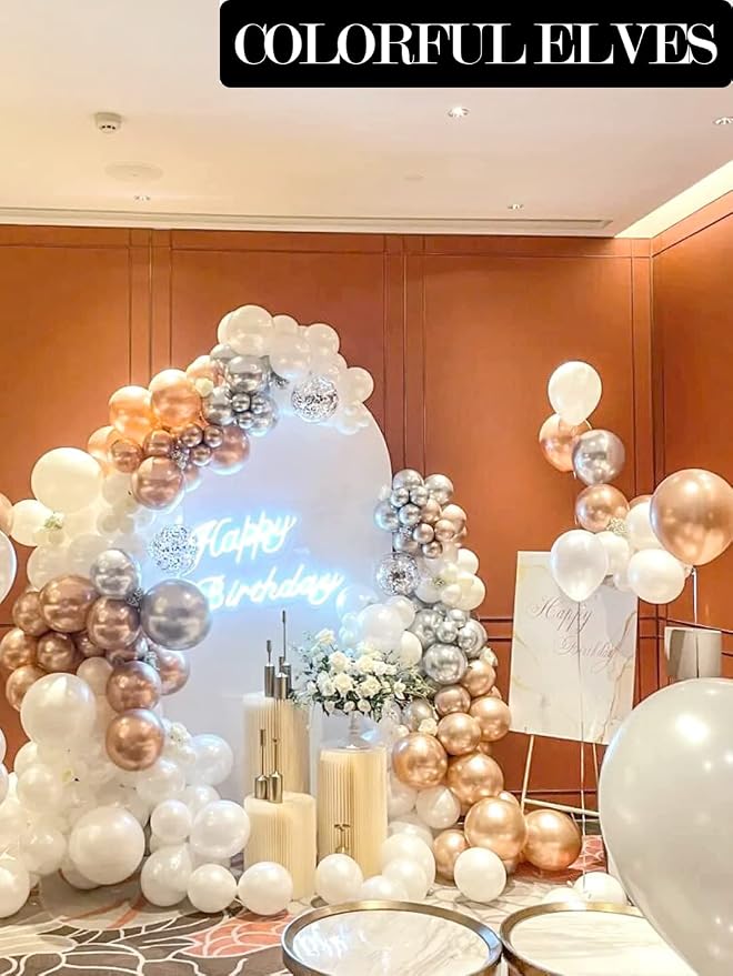 Champagne Gold 12 Inch 100 Pcs Latex Metallic Chrome Balloons Helium Shiny - Image 6