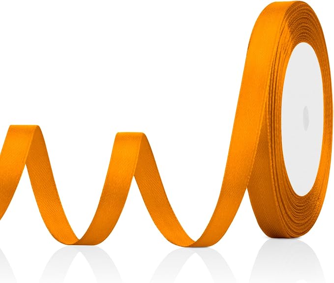 Orange Ribbon Gold Fall Ribbon for Gift Wrapping 3/8 in 25 Yards Ribbons for by OALCQ
