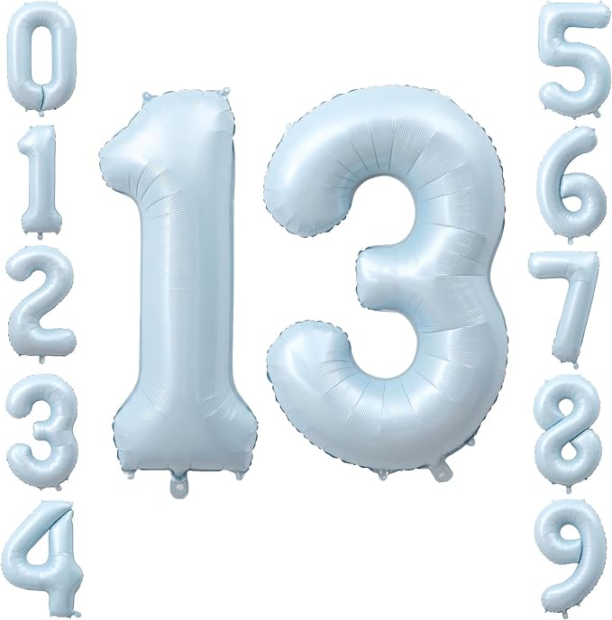 40" Light Blue Foil Number 13 Balloon by TNCDJKPA
