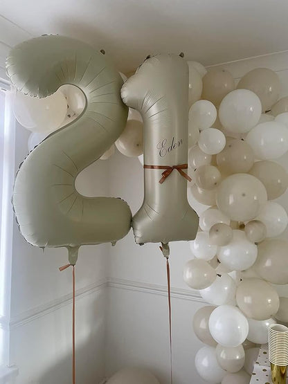 12 Balloon Numbers 40Inch for 12 21 Year Old Birthday Decorations, Cream | 40In - Image 5