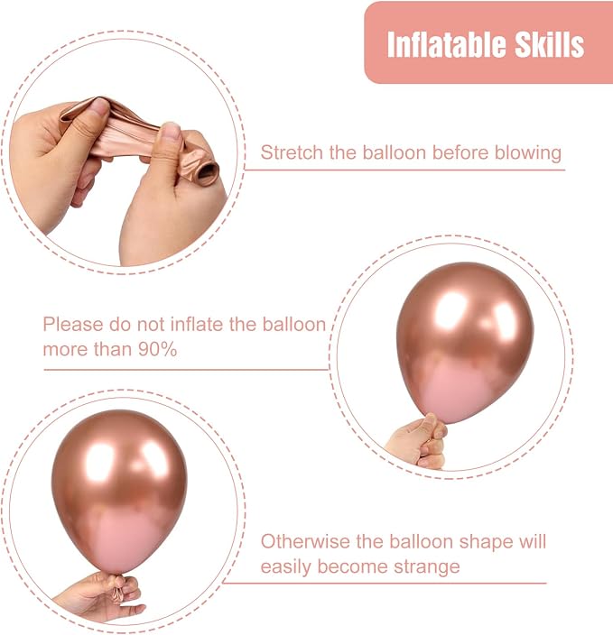 RUBFAC Rose Gold Balloons Different Sizes Latex Party Balloon 154pcs | Elegant - Image 4