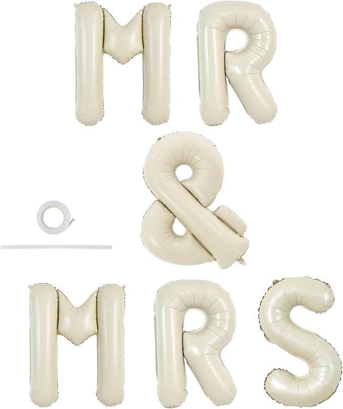 TONIFUL 40 Inch Big Cream White MR & MRS Balloons Large Ivory White Mr and Mrs by TONIFUL