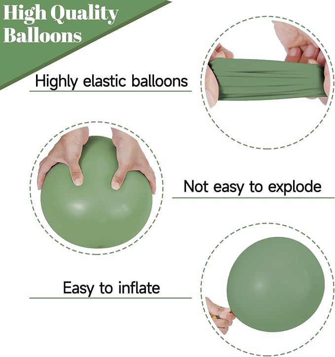 68Pcs Balloons Kit 12 Inch, Sage Green Balloon Sand White Metallic Gold Balloon - Image 3