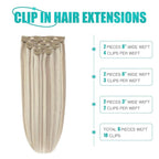 SURNEL Blonde Clip in Extensions 18 inch Ash Blonde Highlights Bleach Blonde Clip in Hair Extensions 120g 6pcs(#18/613,18")