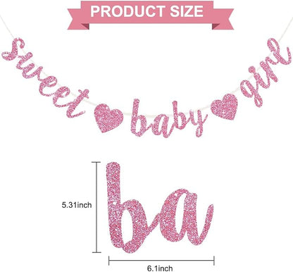 BEISHIDA Pre-Strung Glitter Pink Girl Baby Banner Baby Shower Decor | NO DIY - Image 2