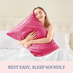 BEDELITE Satin Pillowcase for Hair and Skin, Super Soft Similar to Silk Pillow Cases 4 Pack with Envelope Closure, Cooling Pillowcases for Women Men (20"x36" King Size, Hot Pink)