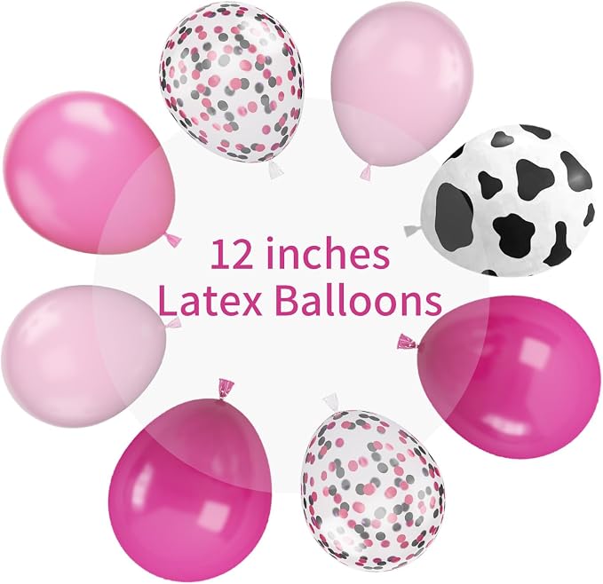Cow Balloons, 12 Inch Pink Cow Print Balloon Hot Pink Pastel Pink Confetti Pink - Image 2
