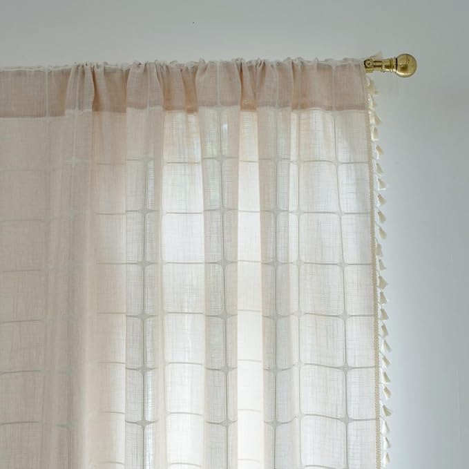 Sutuo Home Boho Curtains for Bedroom Living Room 84 Inch Length, Vintage Plaid - Image 4